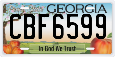 GA license plate CBF6599