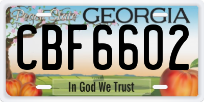 GA license plate CBF6602