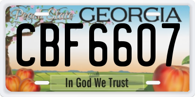 GA license plate CBF6607