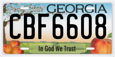 GA license plate CBF6608