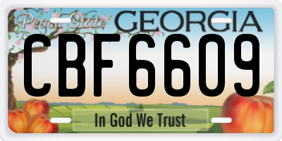 GA license plate CBF6609