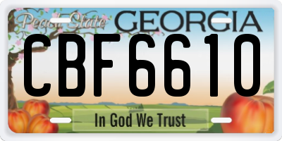 GA license plate CBF6610