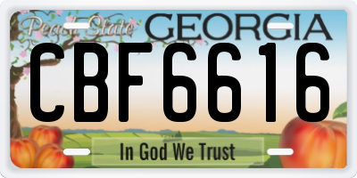 GA license plate CBF6616