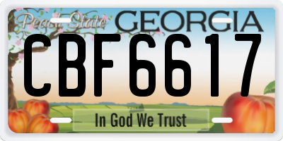 GA license plate CBF6617