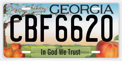 GA license plate CBF6620