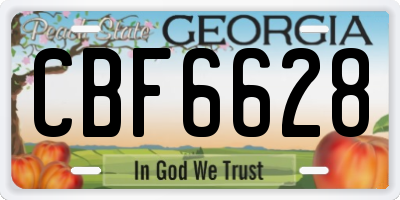 GA license plate CBF6628