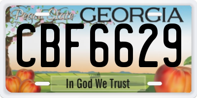 GA license plate CBF6629
