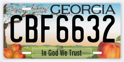 GA license plate CBF6632