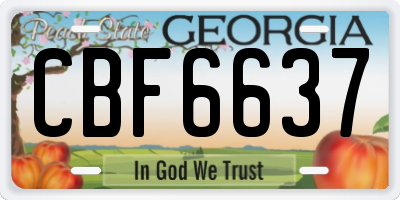 GA license plate CBF6637
