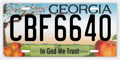 GA license plate CBF6640