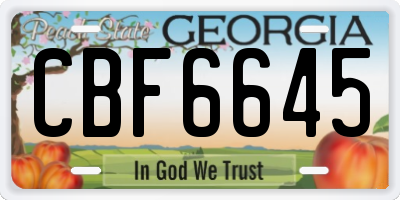 GA license plate CBF6645