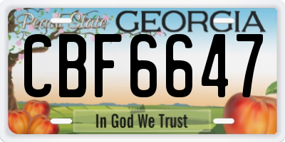 GA license plate CBF6647
