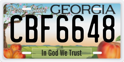 GA license plate CBF6648