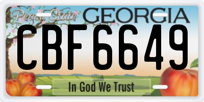 GA license plate CBF6649