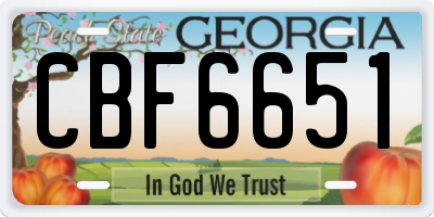GA license plate CBF6651