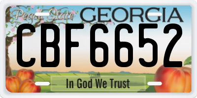 GA license plate CBF6652