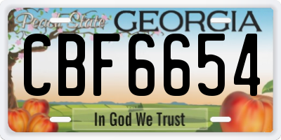 GA license plate CBF6654