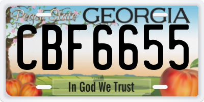 GA license plate CBF6655