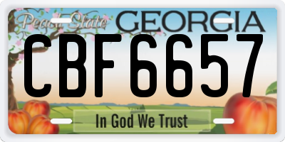 GA license plate CBF6657