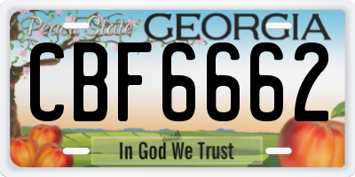 GA license plate CBF6662