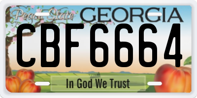 GA license plate CBF6664