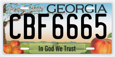 GA license plate CBF6665