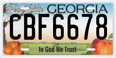 GA license plate CBF6678