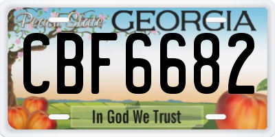GA license plate CBF6682
