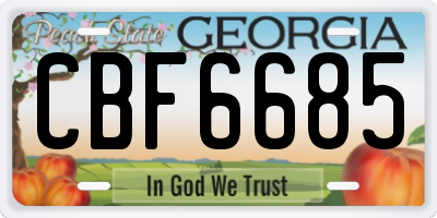 GA license plate CBF6685