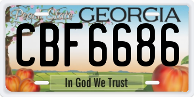 GA license plate CBF6686