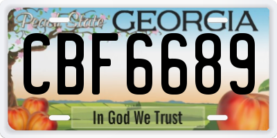 GA license plate CBF6689