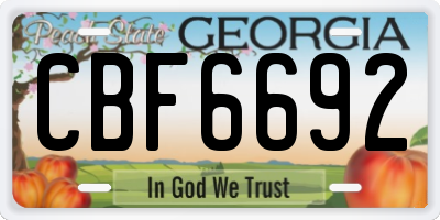 GA license plate CBF6692