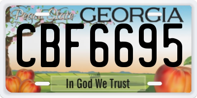 GA license plate CBF6695