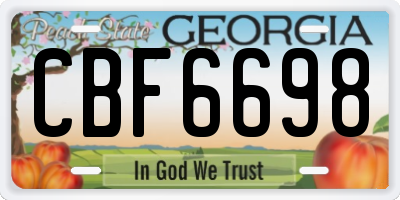 GA license plate CBF6698