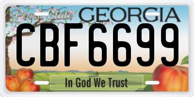 GA license plate CBF6699