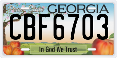 GA license plate CBF6703