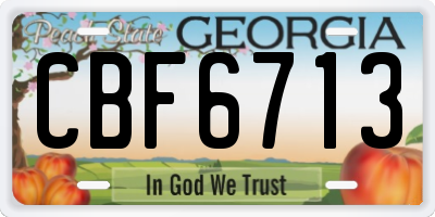 GA license plate CBF6713