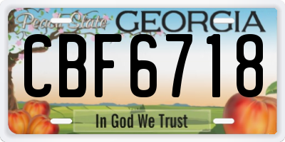 GA license plate CBF6718