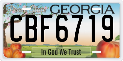 GA license plate CBF6719