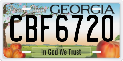 GA license plate CBF6720