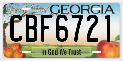 GA license plate CBF6721