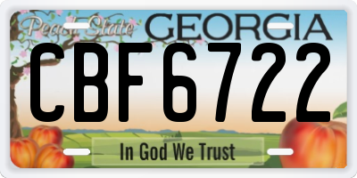 GA license plate CBF6722