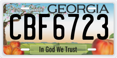 GA license plate CBF6723