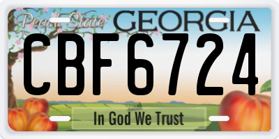 GA license plate CBF6724