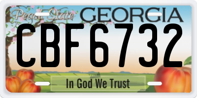 GA license plate CBF6732