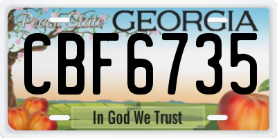 GA license plate CBF6735