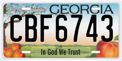 GA license plate CBF6743