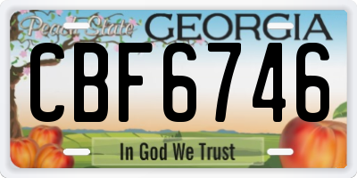 GA license plate CBF6746