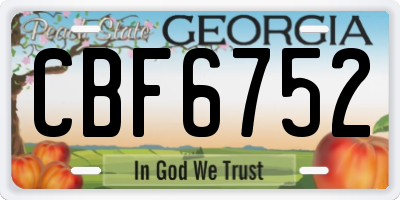 GA license plate CBF6752