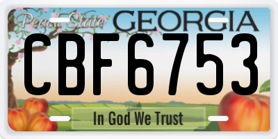GA license plate CBF6753